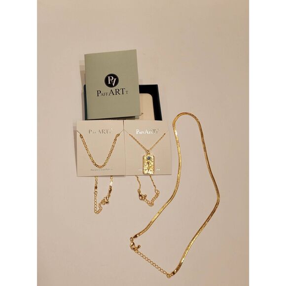 March Birth Month 3-Layered Flower Necklaces 14K Gold Plated Jewelry - Picture 2 of 5